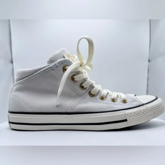 Converse All Star High‎ Top Sneakers Light Gray Gold Eyelets Women’s size 9 - Picture 3 of 7